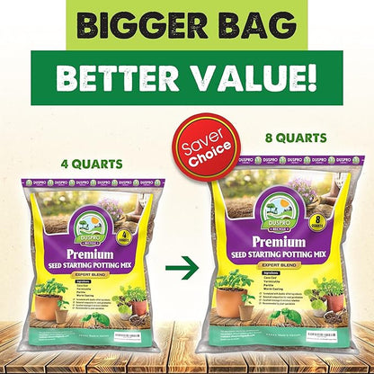 DUSPRO Recycle 4 QRT Seed Starter Soil Pre-Mixed Seed Starting Mix for Young Plant Seeds, Soilless Formula Moisture Retention, Aeration & Nutrient Seed Starting Soil 4in1