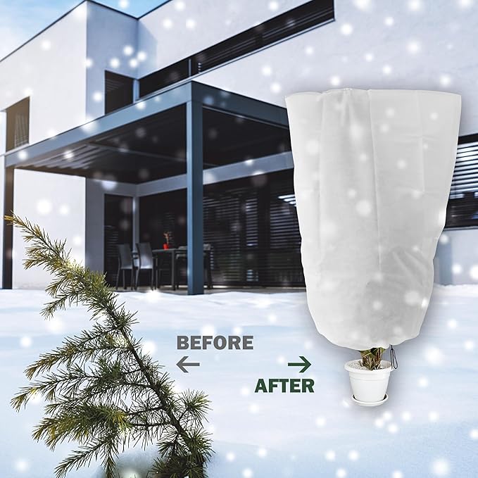 Alpurple 4 Packs Winter Zipper Plant Covers - 47" X 31.5" Warm Plant Protection Cover Bags, Frost Cloth Blanket Protecting Fruit Tree Potted Plants from Freezing Animals Eating