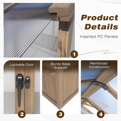 BlueWish 6x8FT Greenhouse, 6mm Polycarbonate Greenhouses with Cedar Frame, Wood Greenhouse with Adjustable Vent, Green House for Outside, Garden, Backyard
