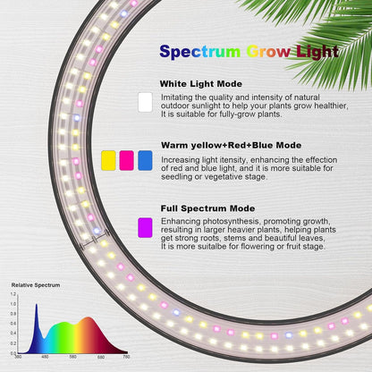 10" Grow Lights for Indoor Plants Full Spectrum,160LEDs Indoor Plant Light for Indoor Growing,Height Adjustable 11"-65" for Large Plant,Auto On/Off Timer 3/9/12H,9 Dimmable Brightness,Black Wood Grain