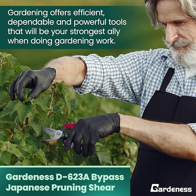 Gardeness Japanese Pruning Shears, Professional Bypass Heavy Duty Garden Pruner Secateurs – Lightweight Easy Grip Hand Pruners Branch Clippers for Gardening, Trimming, Harvesting. Made in Taiwan