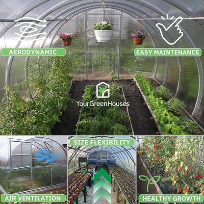 Polycarbonate Tunnel Greenhouse, Weather Resistant & Easy Assembly Greenhouses - Expandable Greenhouse for Outdoors, Garden House Tunnel with 6 Bonus Accessories & 10 Yr Frame Warranty(10x13 FT)
