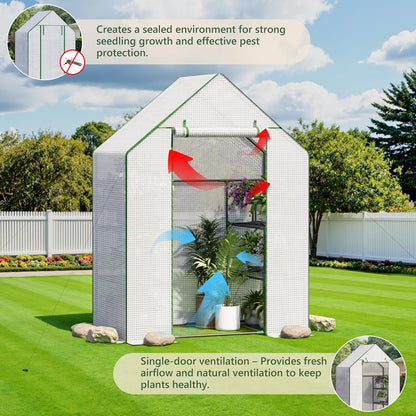 Greenhouse for Outdoors, Small Greenhouse, Walk-in Greenhouses with 3 Tiers 4 Shelves, PE Cover, Heavy Duty Plant Greenhouses for Garden and Backyard