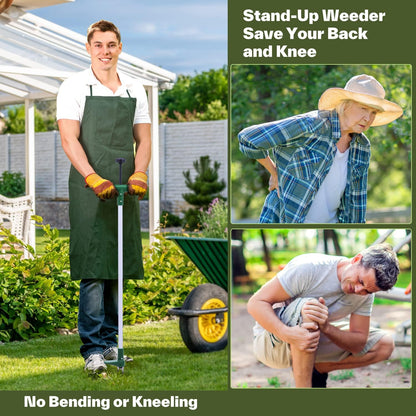 Ohuhu Weed Puller Tool, Detachable Stand-Up Weed Puller Tool with Long Handle, Stainless Steel 3-Claw Weed Remover Tool, Easily Remove Weeds Without Bending, Pulling, Kneeling for Elder
