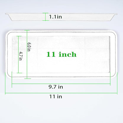 2 Pack Plastic Plant Saucer, Rectangular, Indoors Outdoor, Drip Tray for Flower Pot, Windowsill (6 X 11 Inch, Black)