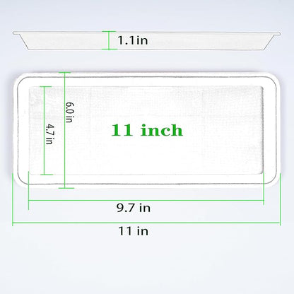 2 Pack Plastic Plant Saucer, Rectangular, Indoors Outdoor, Water Drip Tray for Planter, Windowsill (6 X 11 Inch, Creamy White)