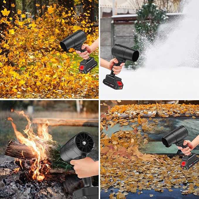 Leaf Blower Cordless with Battery, Turbo Jet Leaf Blower, 21V*2 Pcs Batteries Electric Blower for Patio Cleaning, Lawn Care, Blowing Leaves and Dust