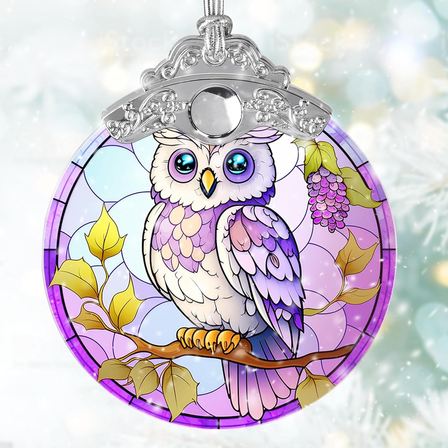 Stained Glass Suncatcher Owl Ornament for Christmas, Holidays, Tree Decor, and Home - Owl Gifts