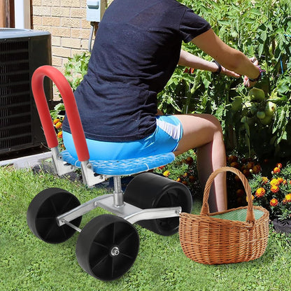Garden Cart Rolling Stool Work Seat, 360° Rotatable 150KG / 330.69 lbs Rolling Garden Seat Gardenn Cart Rolling Bench with Wheels, for Patio Yard Orchard Farmland