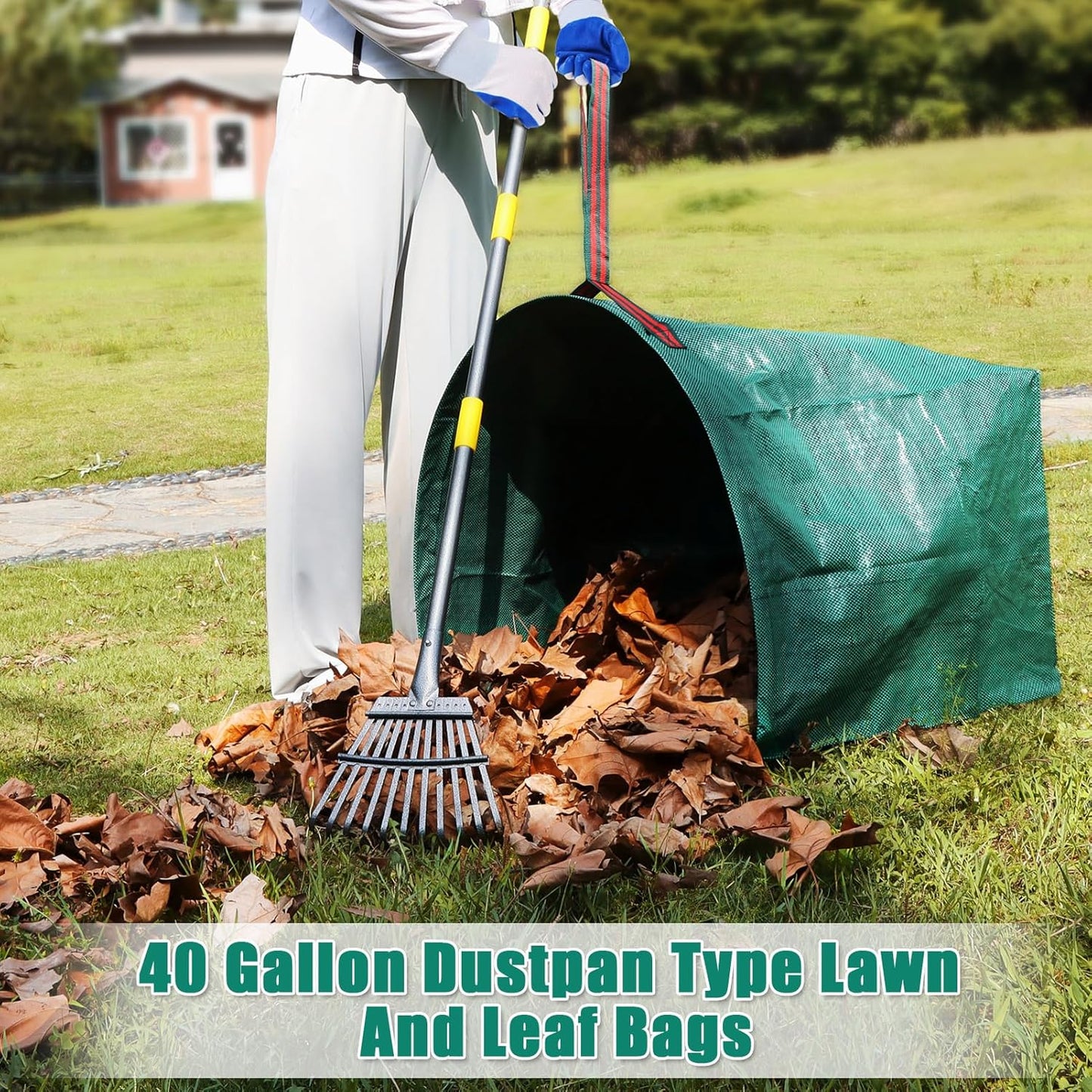 2 PCS 40 Gallon Leaf Collector - Heavy Collapsible Lawn & Leaf Bags, Leaves Pick up Tool Reusable Yard Waste Bags, Large Yard Dustpan Type Garden Bag for Leaves, Debris, Lawn Trash, Clippings, Grass