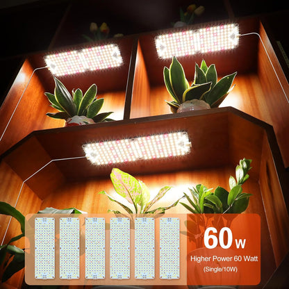 6Pack Panel Grow Lights for Indoor Plants, Seed Starting, Vegetables, Pot Plants, Bonsai with Timer, Ultra-Thin Under Cabinet & Shelf Full Spectrum LED Plant Growing Lamps, Multi-Panels Free Connect