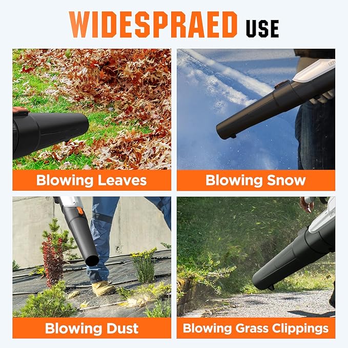 Litheli 20V Cordless Leaf Blower Battery Powered Leaf Blower, 2.0 Ah Battery Lightweight 2 Speed Mode Electric Blowers for Lawn Care, Patio, Snow, Dust, Blowing Leaves