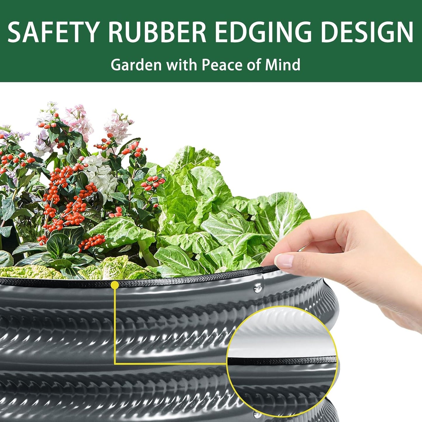 2 Pcs 2x2X1 FT Round Galvanized Raised Garden Bed Kit, Light Green Outdoor Planter Garden Bed, Metal Raised Box for Vegetables, Fruits, Flowers & Herbs