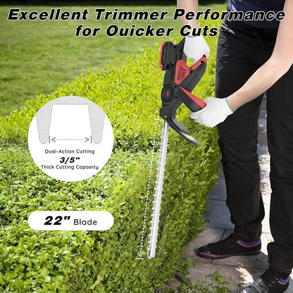 Hedge Trimmer for MWK M18 18v Battery, 22'' Dual-Action Blade and 3/5'' Cutting Capacity,1600RPM& Safety Lock (Battery Not Included)