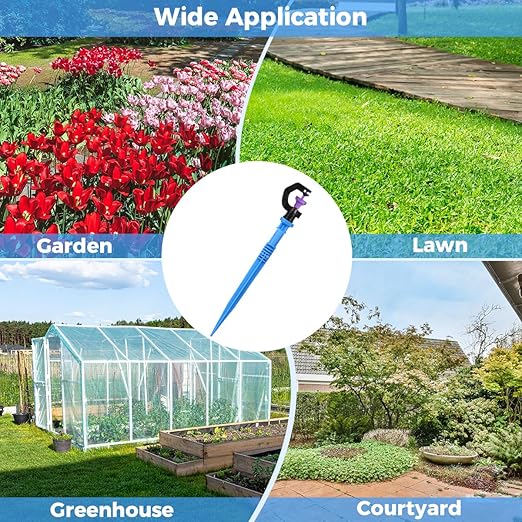 Drip Irrigation System Kit - Automatic Garden Watering System with G Type 360° Rotating Micro Sprinkler Heads & 33FT 8/11mm & 16FT 4/6mm Irrigation Tubing for Garden, Lawn, Greenhouse, Yard, Plant