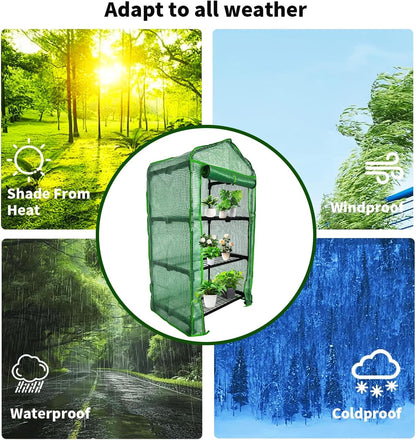 3 Tier Mini Indoor Greenhouse,27"x19"x49" GreenHouses with Clear PE Cover and Roll-Up Zipper Door,Plastic Green House for Indoors Grow Tent&Garden greenhouses for Outdoors