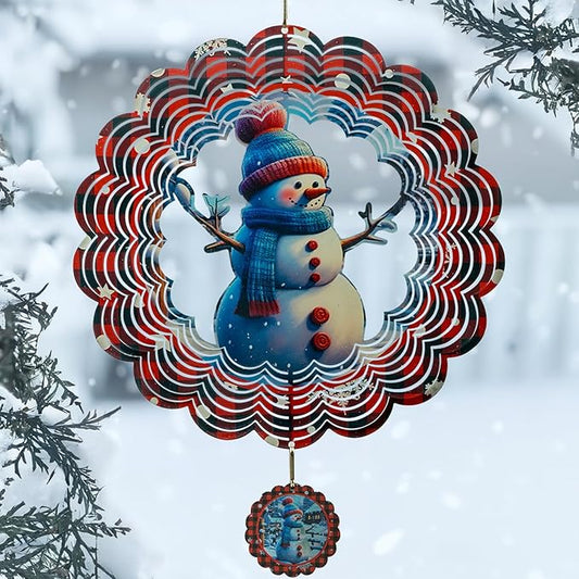 3D Snowman Wind Spinners for Yard and Garden Christmas Decor 12 Inch Outdoor Metal Stainless Steel Wind Spinner Unique Gift Xmas Wind Sculptures