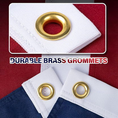 American Flag 10x15 FT TearProof Series, Heavy Duty Tough Spun Polyester USA Flags High Wind for Outside Outdoor with Durable Embroidered Stars Sewn Stripes 5 Brass Grommets