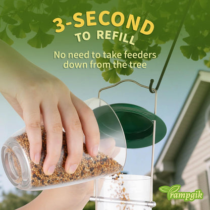 Metal Tube Bird Feeders for Outdoors Hanging,Finch Feeders for Outside,Chew-Proof Hanging Birdfeeder,Squirrel-Proof 6 Ports Bird Feeder 13 Inch,Anti-Rust,Green,1 Pack(Seed is not Included)