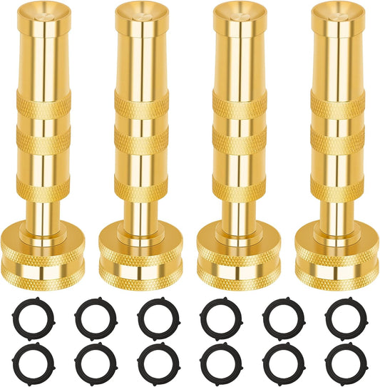 AUTOMAN Brass Hose Nozzle – High Pressure Jet Nozzles 4 Pack, Heavy Duty Sprayer for Garden Hoses, Adjustable Spray Gun,Solid Twist Water Hose Nozzle for Patio, Lawn, Car Wash, Extra 12 Rubber Washers