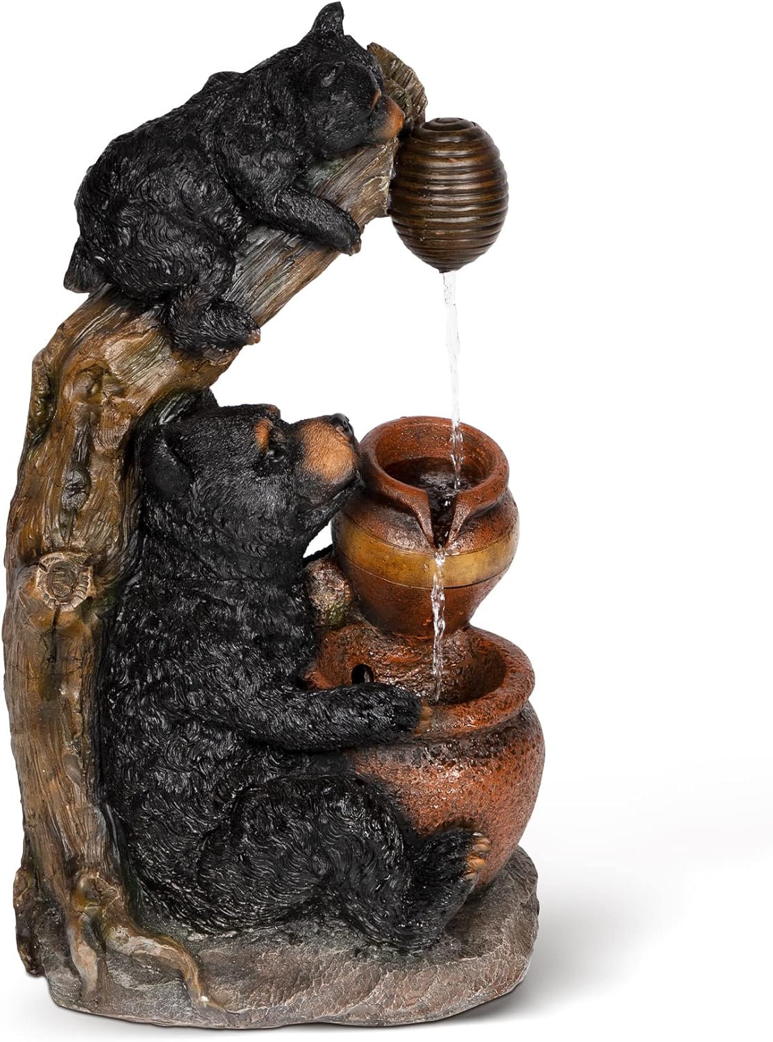 Ferrisland Outdoor Fountain Black Bears Garden Water Fountain Outdoor Water Feature Resin for Garden Patio Yard Deck Home Lawn Porch House Relaxation Exterior Balcony