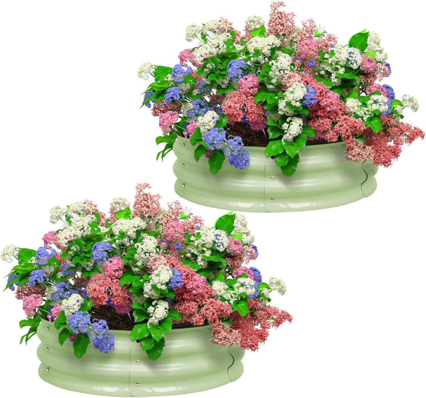 BPS Metal Raised Garden Bed, 2-Pack 2.5FT Diameter Galvanized Planter Raised Garden Boxes for Flower Planters, Vegetables Herb