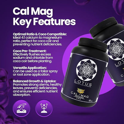 Cal/Mag Pro Series - Hydroponic Plant Nutrients - Supplement for Enhanced Plant Growth - Naturally Derived Premium Powdered Nutrient with Calcium and Magnesium for Soil, Hydroponic, & Coco Coir 60oz
