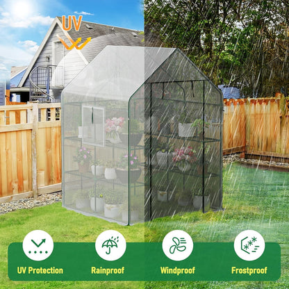 SPECILITE 56×56×78Inch Walk-in Greenhouse, Heavy Duty Small Plant House with Thicken PE Cover and Steel Frame, for Garden, Outdoors, Indoors, White
