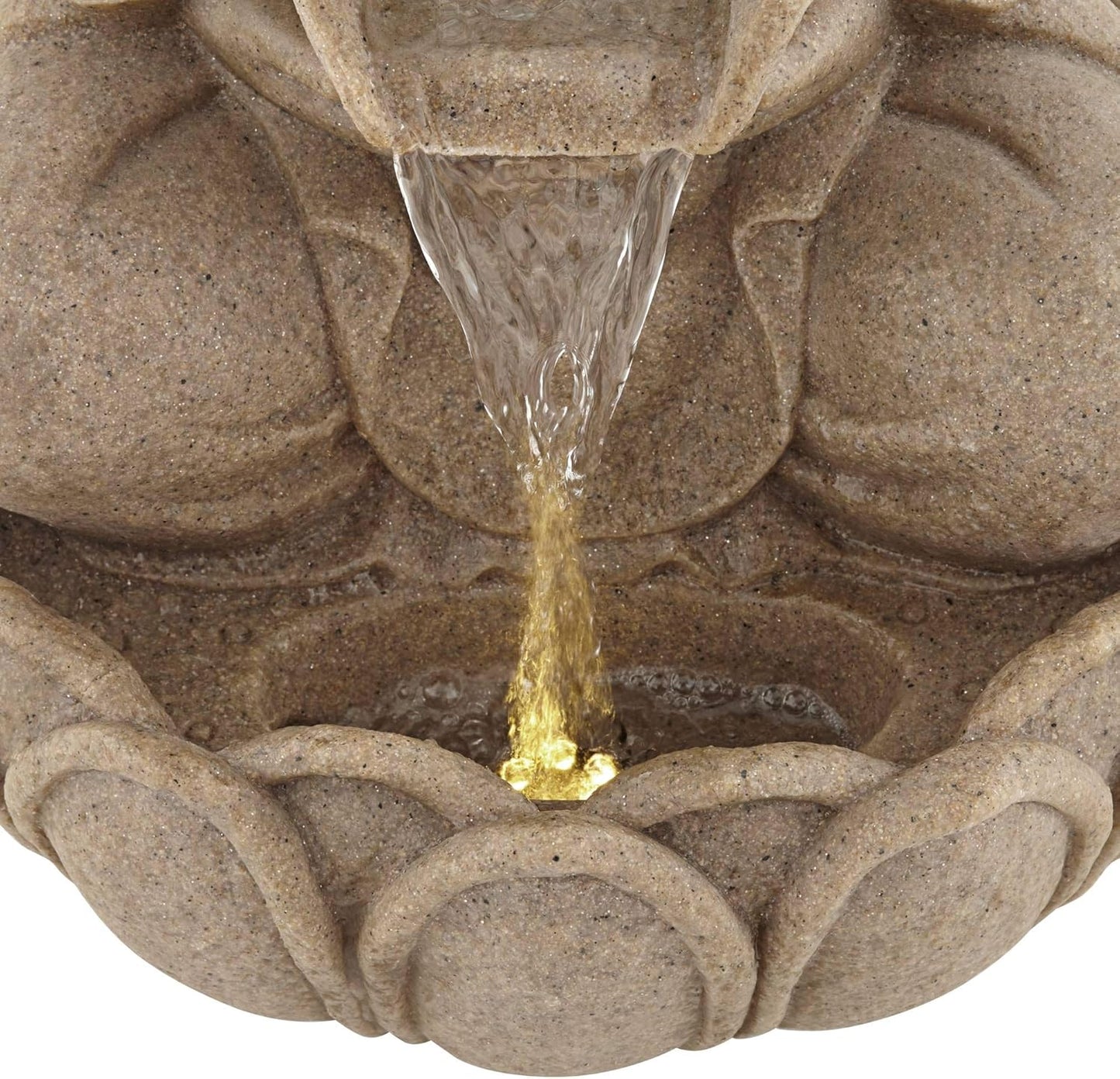 Calm Buddha 22" High Large Zen Asian Indoor Outdoor Decor Sand Stone Floor Fountain with Light LED Standing Waterfall Water Feature for Outside Garden Patio Yard Backyard Porch Deck - John Timberland