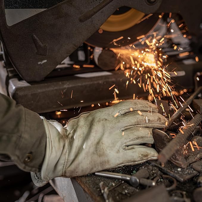 Wells Lamont 3-Pack Leather Work Gloves Men, Heavy Duty Leather Gloves for Men, Beige, Large (1130LF)