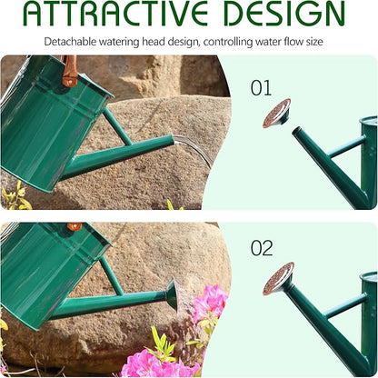 Metal Watering Can for Outdoor and Indoor Plants, Watering Can Decor, 1 Gallon (NewGreen)
