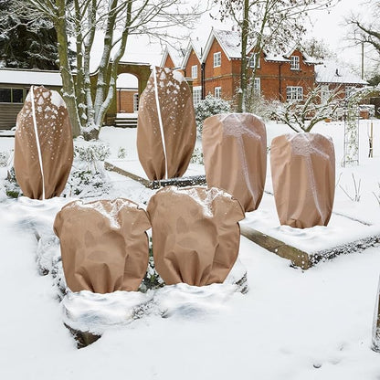 6 Pcs Plant Covers Freeze Protection Reusable Plant Protector with Zipper Frost Cloth Warm Blankets, Winter Bush Covers Freeze Protection from Cold Sun Frost Wind