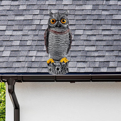 Hausse Fake Owl Decoy Bird Scarecrow Sculpture, 13.6 Inch Plastic Horned Owl Bird Deterrents, Garden Protectors, Nature Enemy Pest Repellent for Outdoor Garden Yard
