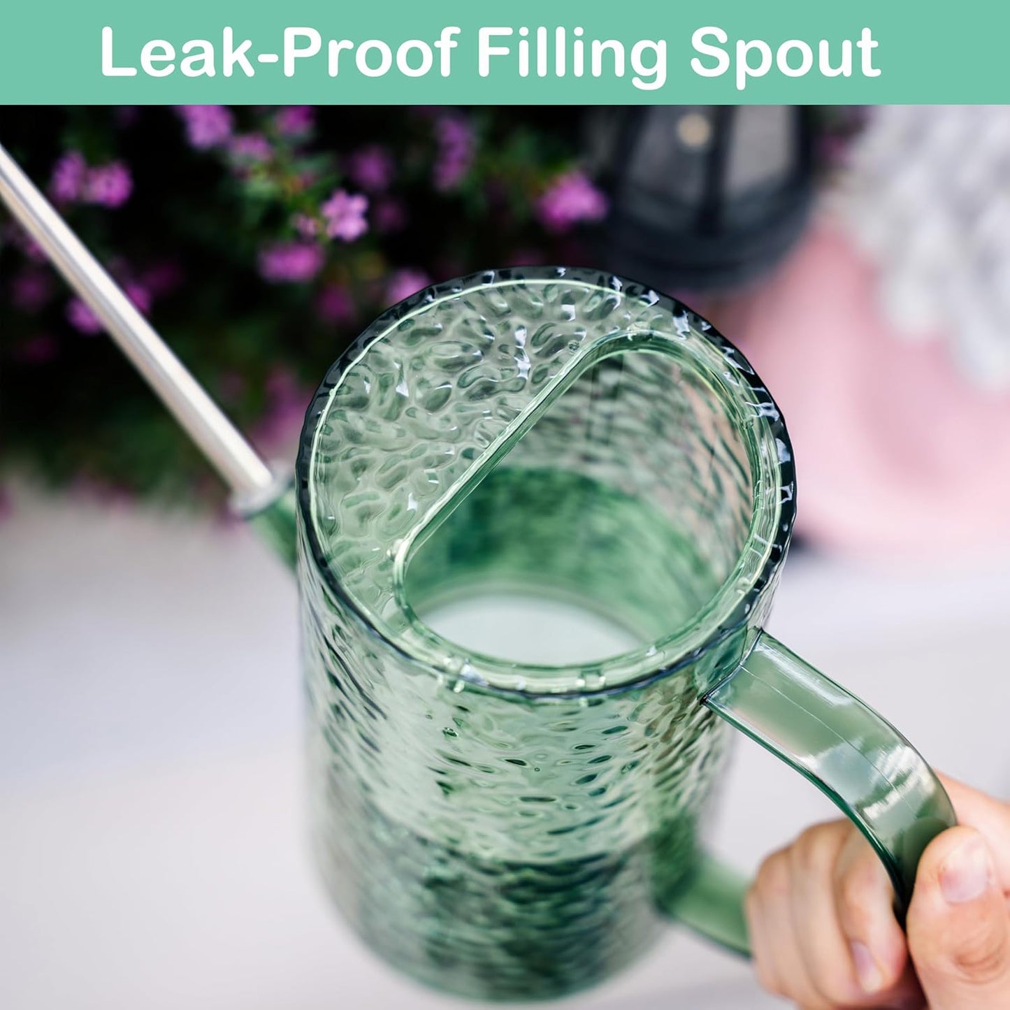 Small Watering Can for Indoor Plants - 34oz Leakproof Lightweight Pot with Long Spout & Bonus Shower Head, Indoor Watering Can for House Plants in Sage Green