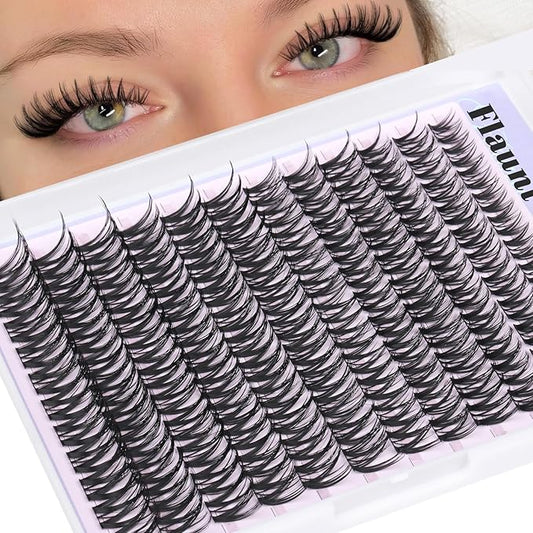 Flaunt Lash Clusters Wispy Cluster Eyelash Extensions 8-18mm Eyelash Clusters C Curl Individual Lashes 144pcs Waterproof Cluster Lashes with Soft Thin Band DIY Lash Extension by Yawamica