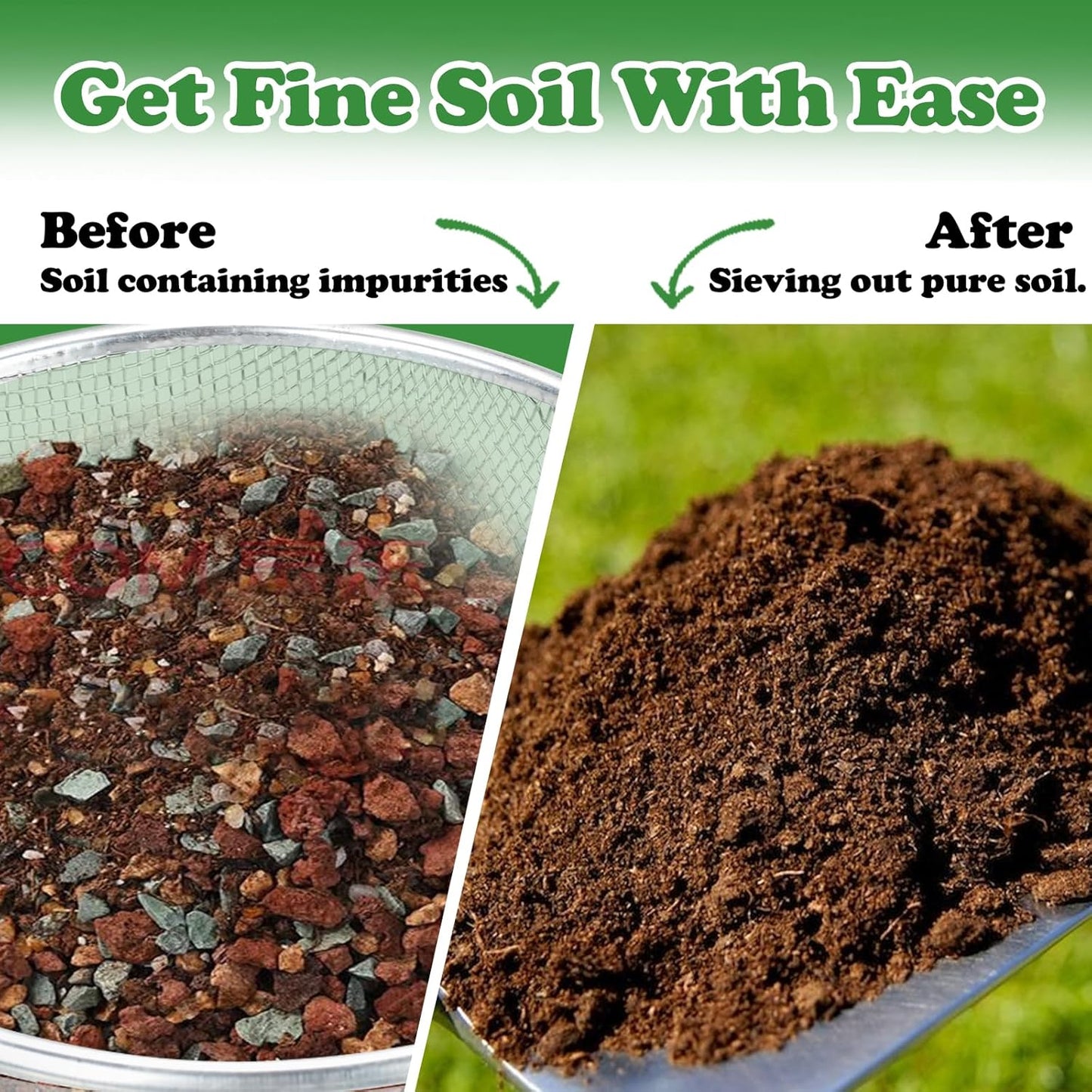 Soil, Sand, and Compost Sifter for Gardening – Sieve for Rocks, Dirt, and Organic Material – Fits 5-Gallon Buckets-3/8 in Aperture