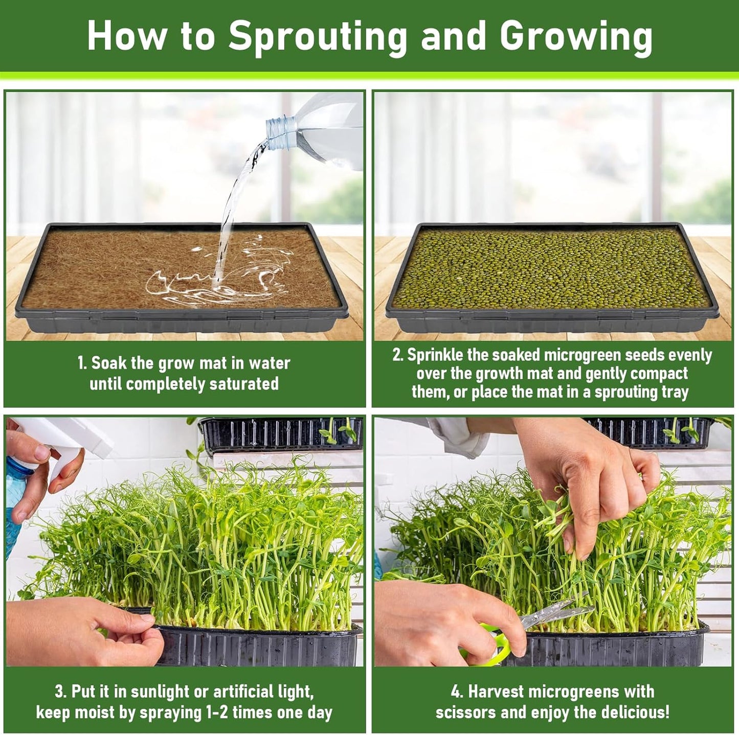 Legigo 24 Pack Jute Plant Grow Mat for Microgreens- 10" X 20" Hydroponic Grow Pads for 1020 Growing Trays, Hemp Fiber Mats Sprouting Pads Microgreens Growing Kit for Indoor Organic Wheatgrass Sprouts