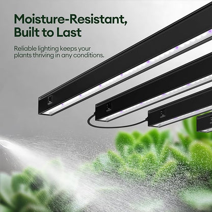 Plant Grow Lights 2FT, Blue-Rich Full Spectrum 5000K, 60W(4 x 15W), T5 LED Grow Light Strips for Indoor Plants and Succulents, High PPFD, Linkable, Black, 4-Pack