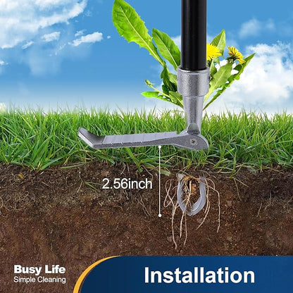 Yocada Stand Up Weed Puller Tool 62.59“ Long Handle 4-Claw Steel Head Design Weeder Stick Easily Remove Weeds Roots Remover for Garden & Lawn Care