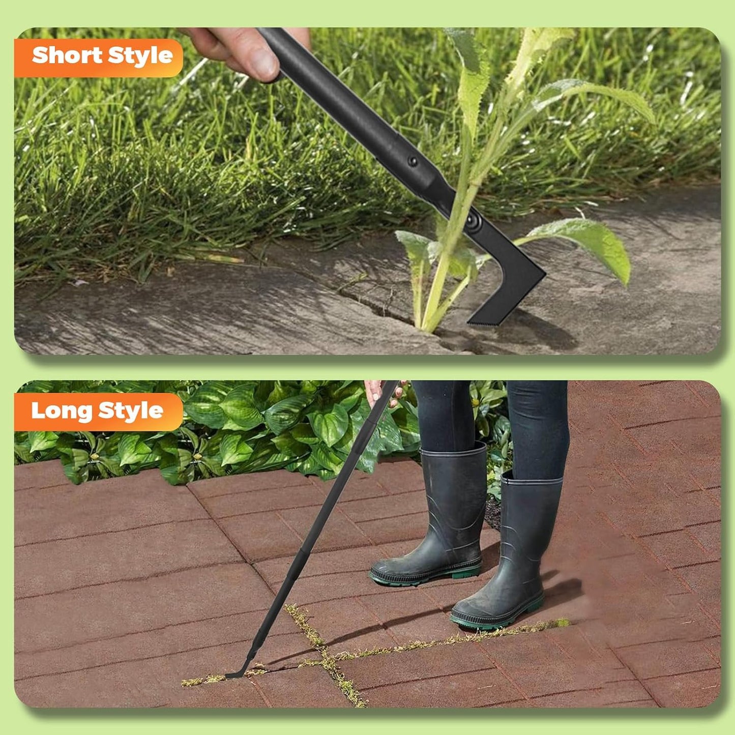 Crack Weeder 43.7" Long Handle Manual Crevice Weeding Tool Weed Puller Tool Durable Weed Remover for Sidewalks, Pavers, Deck Boards, Narrow Wall Gaps