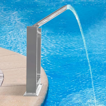 180° Rotating 304 Stainless Steel Waterfall Spillway, Swimming Pool & Garden Cascade Waterfall Fountain with Adjustable Spray Direction and Angle for Upscale Resorts, Luxury Residences