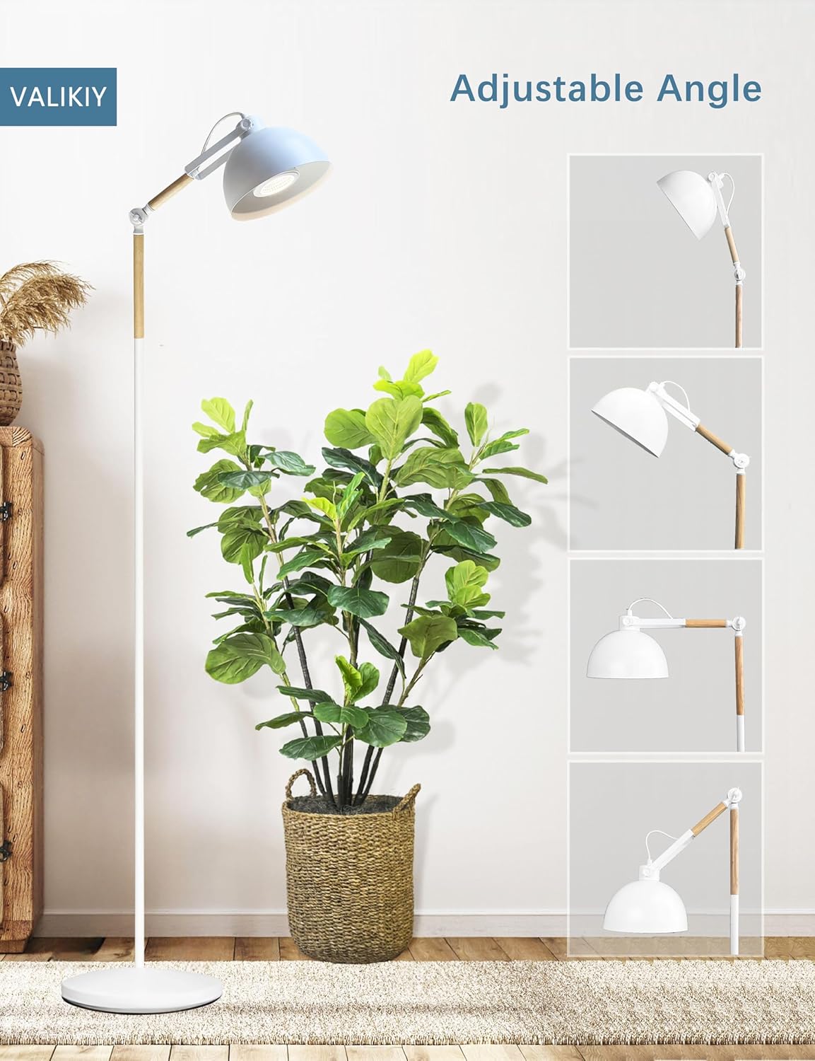 LED Grow Light for Indoor Plants, 20W Adjustable Standing Grow Lamp with Rotatable Head, Foot Switch & External Timer, Full Spectrum, Energy-Efficient & 97+ CRI for Thriving, Lush Growth