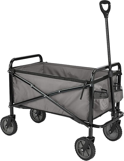 Amazon Basics Collapsible Folding Heavy Duty Utility Wagon for Outdoor Sports, 265 pounds Weight Capacity, Camping, Garden, and Shopping, 27.6 x 40.9 x 20 inches, Gray