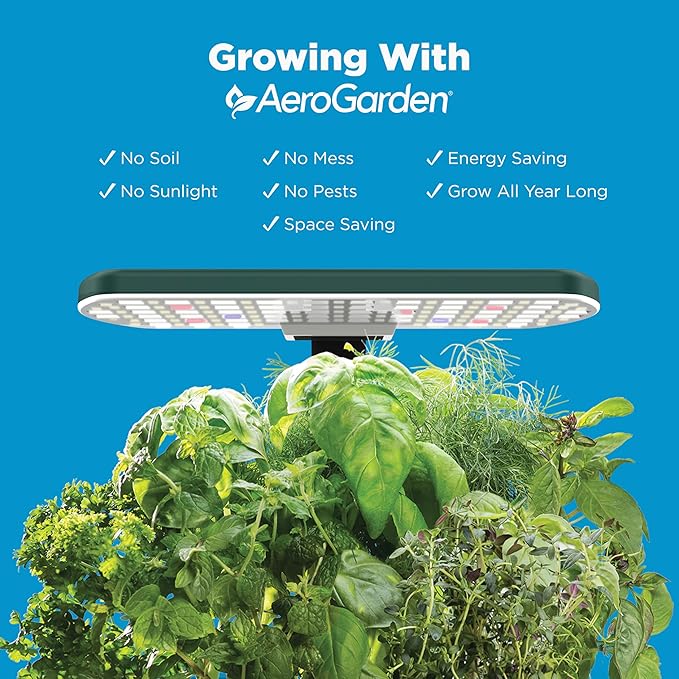 AeroGarden Harvest Lite, Indoor Garden Hydroponic System with LED Grow Light, Holds up to 6 AeroGarden Pods, Green