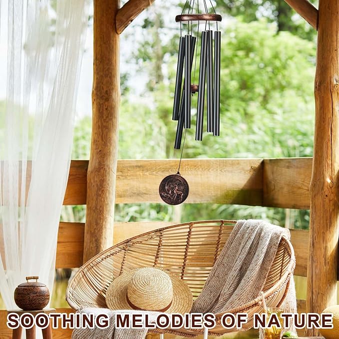 Wind Chimes for Outside, Vintage Deer Deep Tone Wind Chime Outdoor Clearance, Patio Porch Balcony Decoration, Garden Hanging Decor Gifts for Women Mom Grandma (34" Deer)