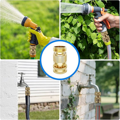 Garden Hose Quick Connector 3/4 Inch GHT, Solid Brass No-Leak Kit (4 Sets: 4 Male + 4 Female) - Quick Connect Fittings for Water Hose