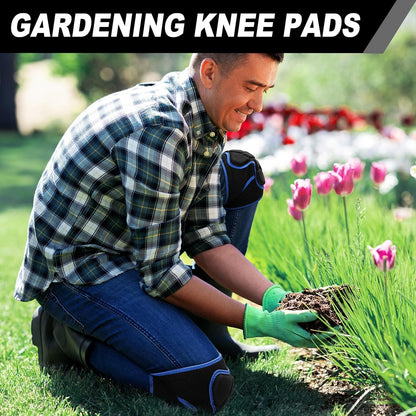 Wanlvhu Women Men Knee Pads for Gardening, House Cleaning, Construction Work, Volleyball, Adjustable Flooring Kneepads Kneeling Cushion with Thick EVA Foam Padding (Blue, Medium)