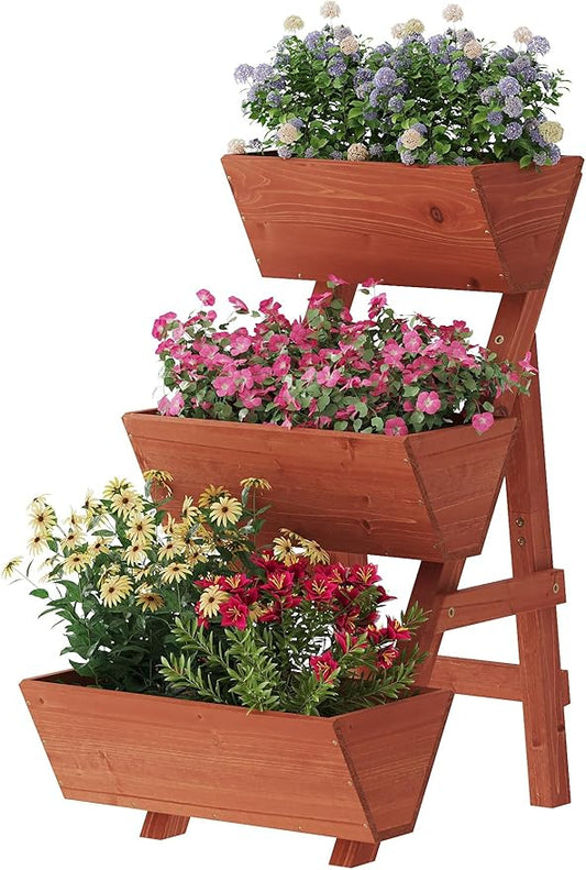 Raised Garden Bed, 3 Tier Small Vertical Garden Planter for Indoor & Outdoor, Raised Planter Box with Legs, Garden Planter Box for Flowers/Vegetables/Plants