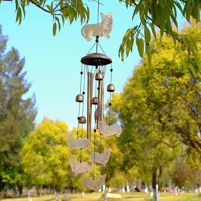 Corgi Wind Chimes for Outside, Metal Windchimes Outdoors, Corgi Gifts for Women/Men, Memorial/Birthday Gifts, Garden Decor for Outside, Patio or Yard, Durable Chimes for Outdoors