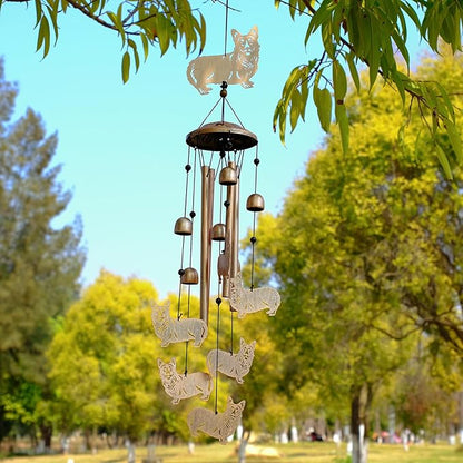 Corgi Wind Chimes for Outside, Metal Windchimes Outdoors, Corgi Gifts for Women/Men, Memorial/Birthday Gifts, Garden Decor for Outside, Patio or Yard, Durable Chimes for Outdoors